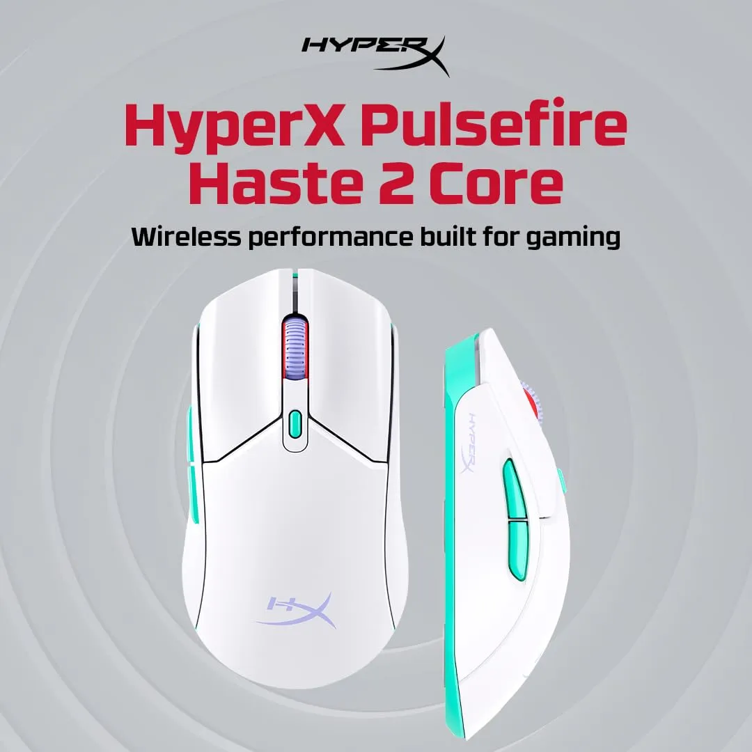 HyperX Pulsefire Haste 2 Core (White Green Purple) Wireless Gaming Mouse price in Pakistan product image