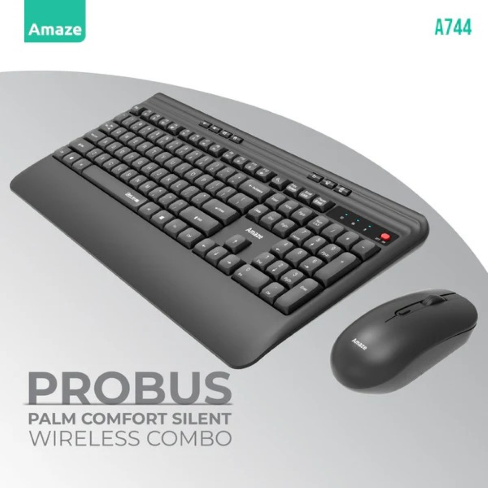 Amaze A744 Probus Palm Comfort Silent Wireless Keyboard & Mouse (2-in1) Combo