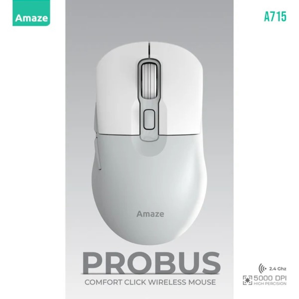 Amaze A715 Probus (Grey & White) Comfort Click Wireless Mouse
