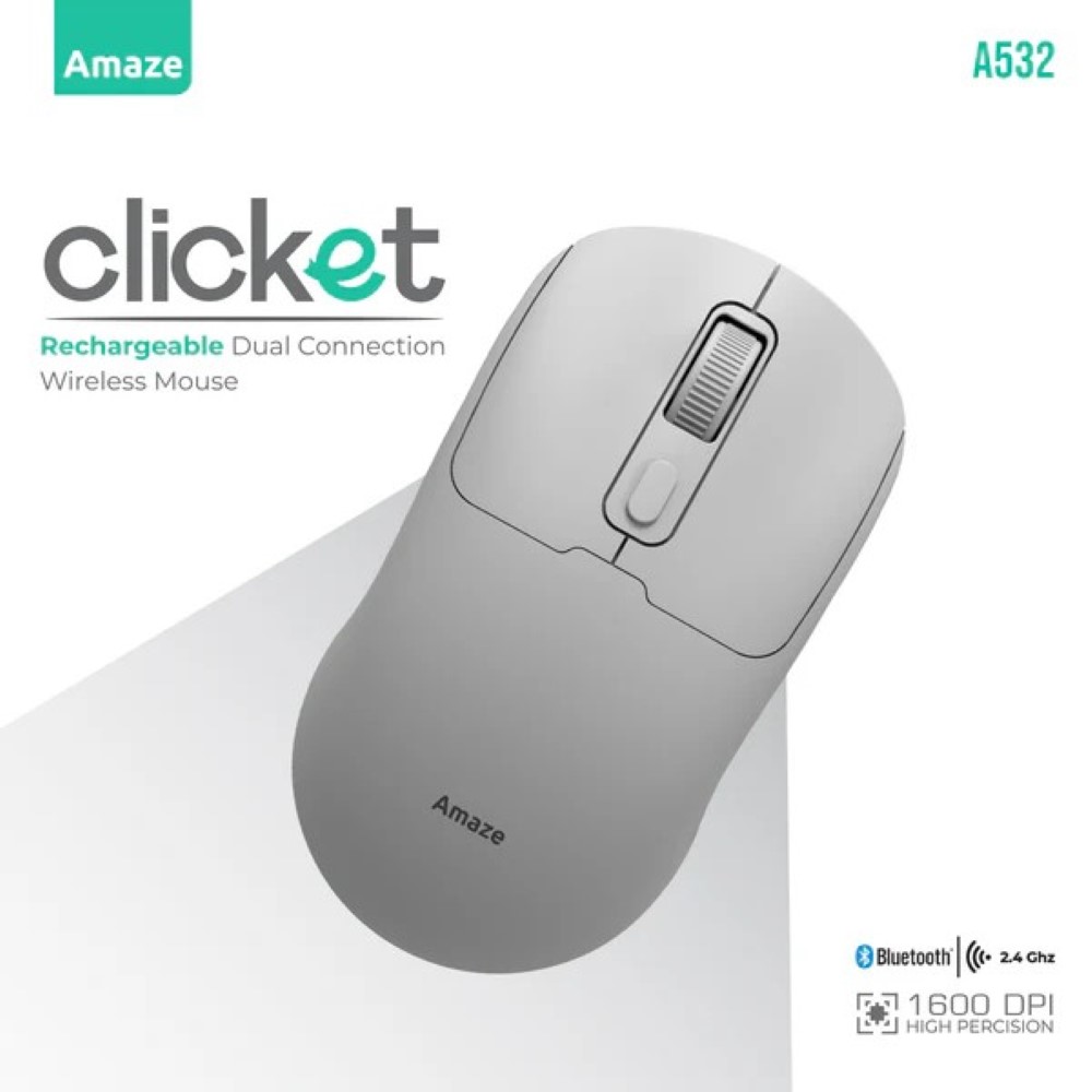 Amaze A712 (Grey) Clicket Dual Wireless Rechargeable Mouse