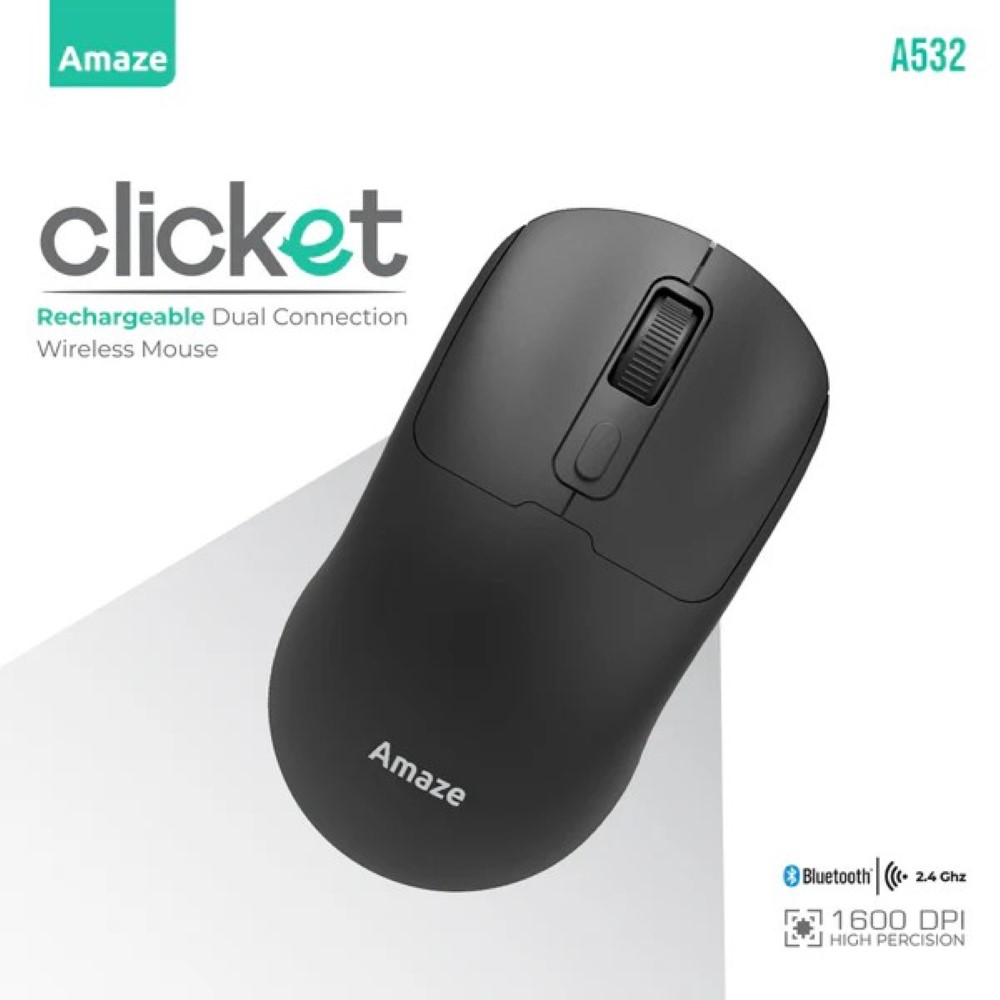 Amaze A712 (Black) Clicket Dual Wireless Rechargeable Mouse