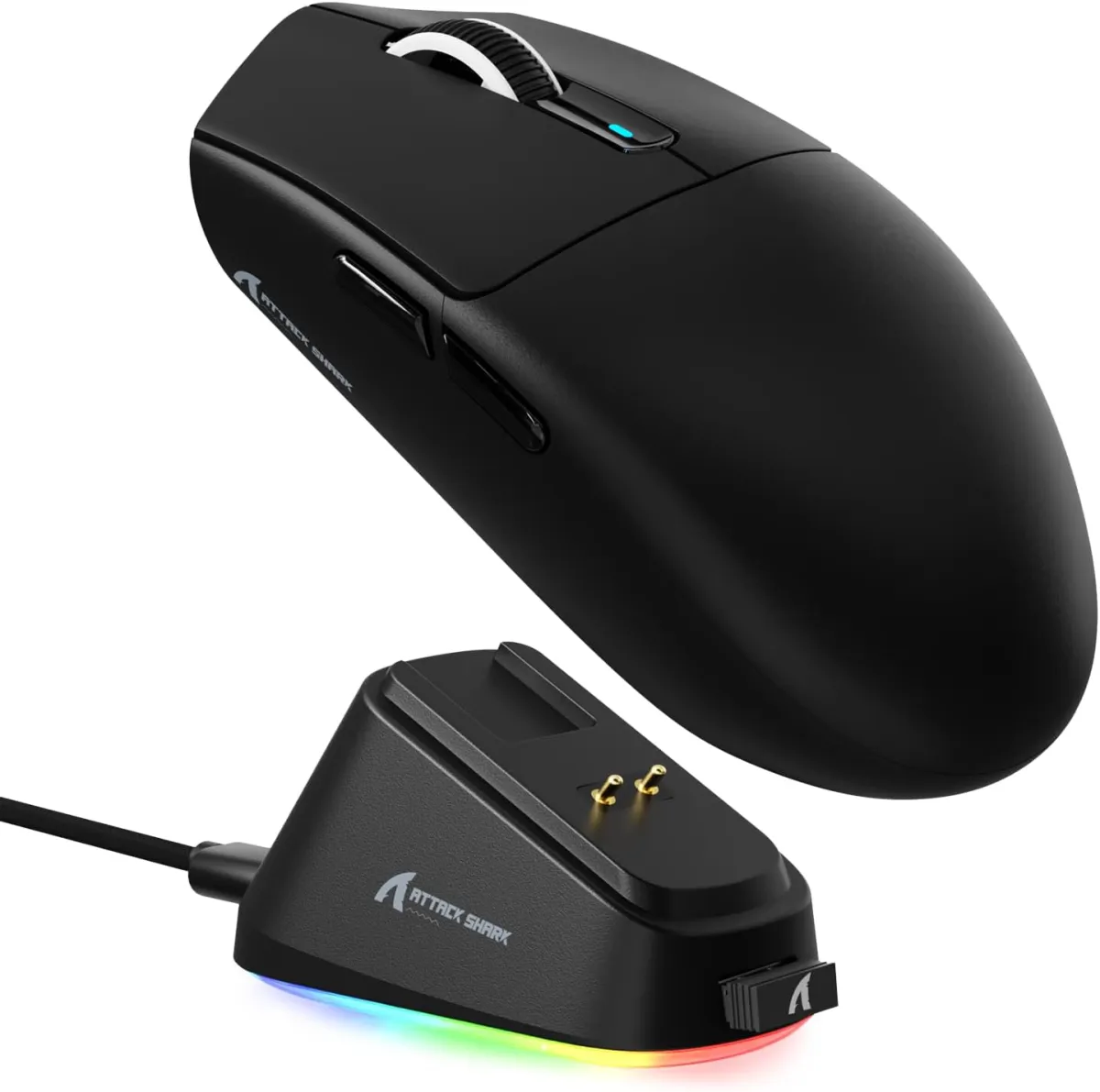 Attack Shark pc gear Attack Shark G3 PRO (Black) Tri-Mode Wireless Gaming Mouse with Charging Dock front view