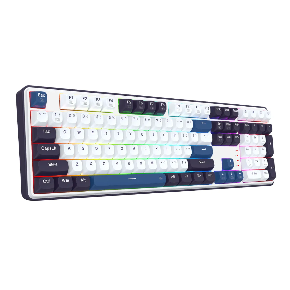 Redragon pc gear Redragon Wyvern Pro K689 (White Blue Black with RGB) Gaming Keyboard front view
