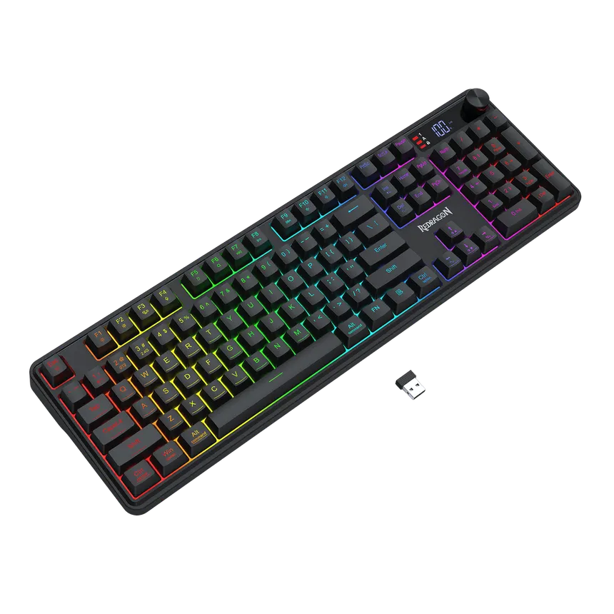 Redragon pc gear Redragon K526 Pro (Black with RGB) Wireless Membrane Gaming Keyboard front view