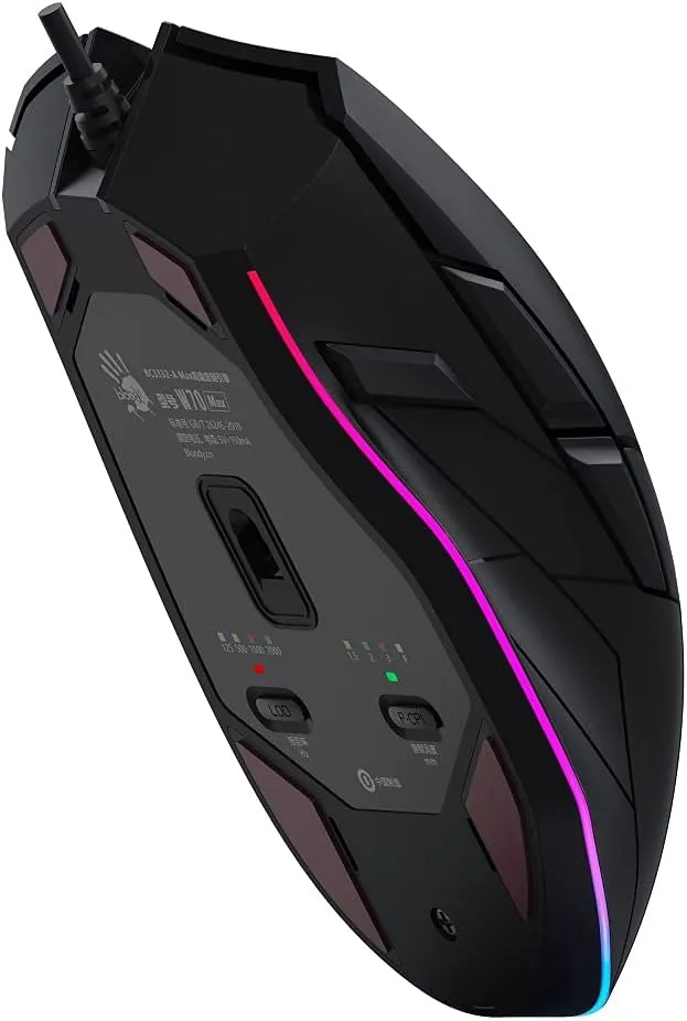 Bloody W70 Max (Stone Black with RGB) Extra Fire Wired Gaming Mouse image 4