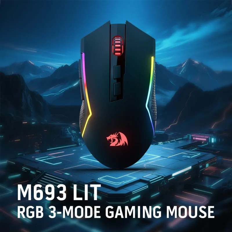Redragon M693 Trident Lite (Black with RGB) Wireless Gaming Mouse price in Pakistan product image
