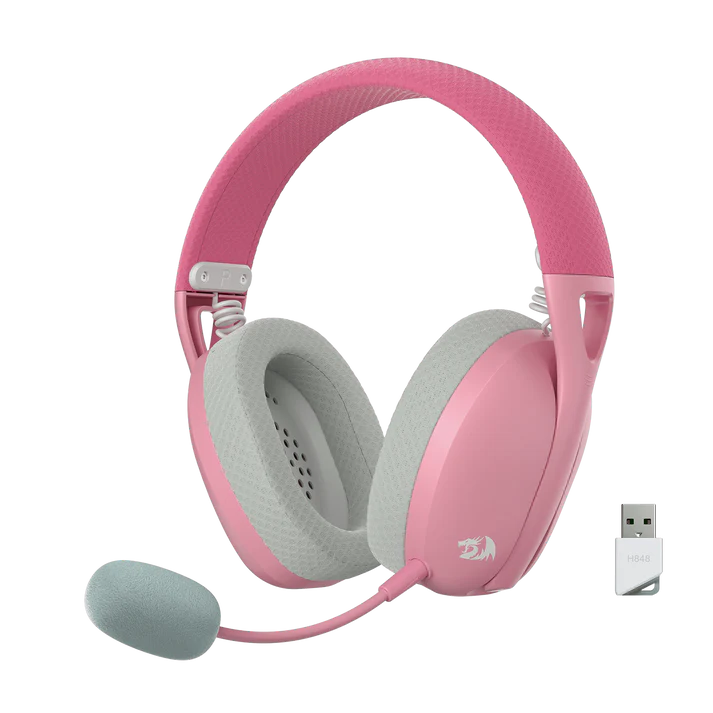 Redragon audio Redragon H848 IRE Pro (Pink & Grey) Wireless Gaming Headphone front view