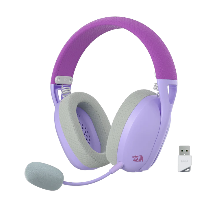 Redragon audio Redragon H848 IRE Pro (Purple & Grey) Wireless Gaming Headphone front view