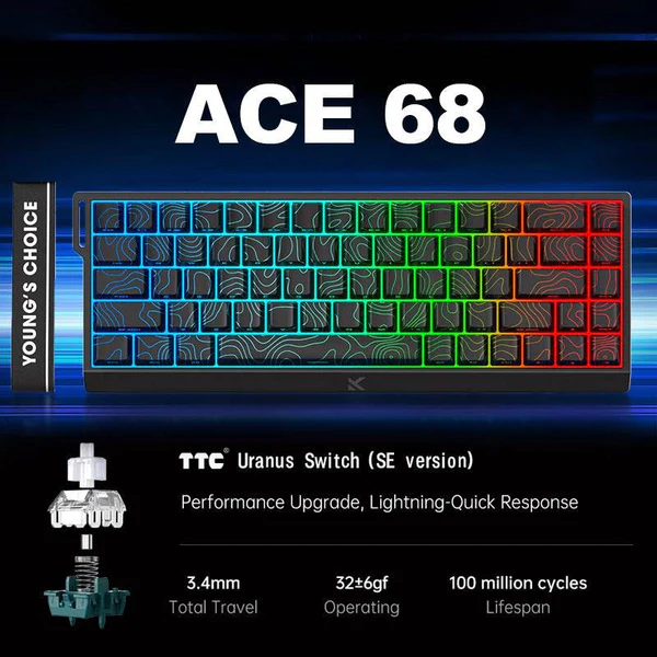 MCHOSE ACE 68 HE (Black with RGB) Magnetic Switch Gaming Keyboard price in Pakistan product image