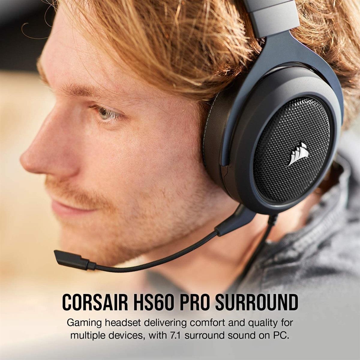 Corsair HS60 Pro (Carbon Black) 7.1 Virtual Surround Sound with USB DAC Wired Gaming Headphone (BOX OPEN) price in Pakistan product image