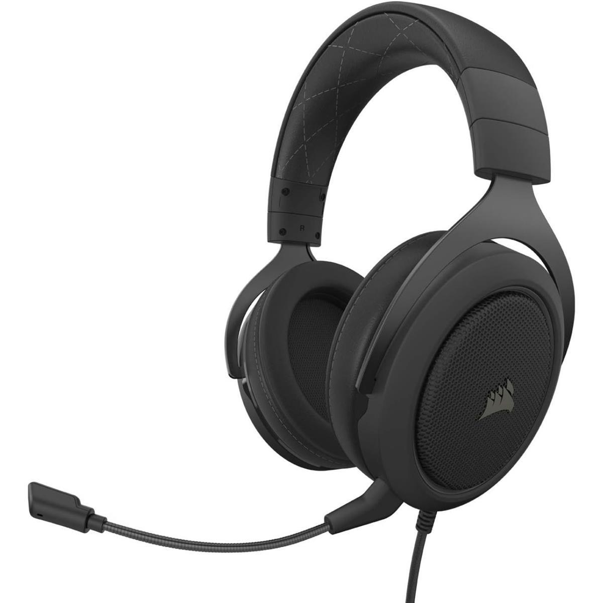 Corsair pc gear Corsair HS60 Pro (Carbon Black) 7.1 Virtual Surround Sound with USB DAC Wired Gaming Headphone (BOX OPEN) front view