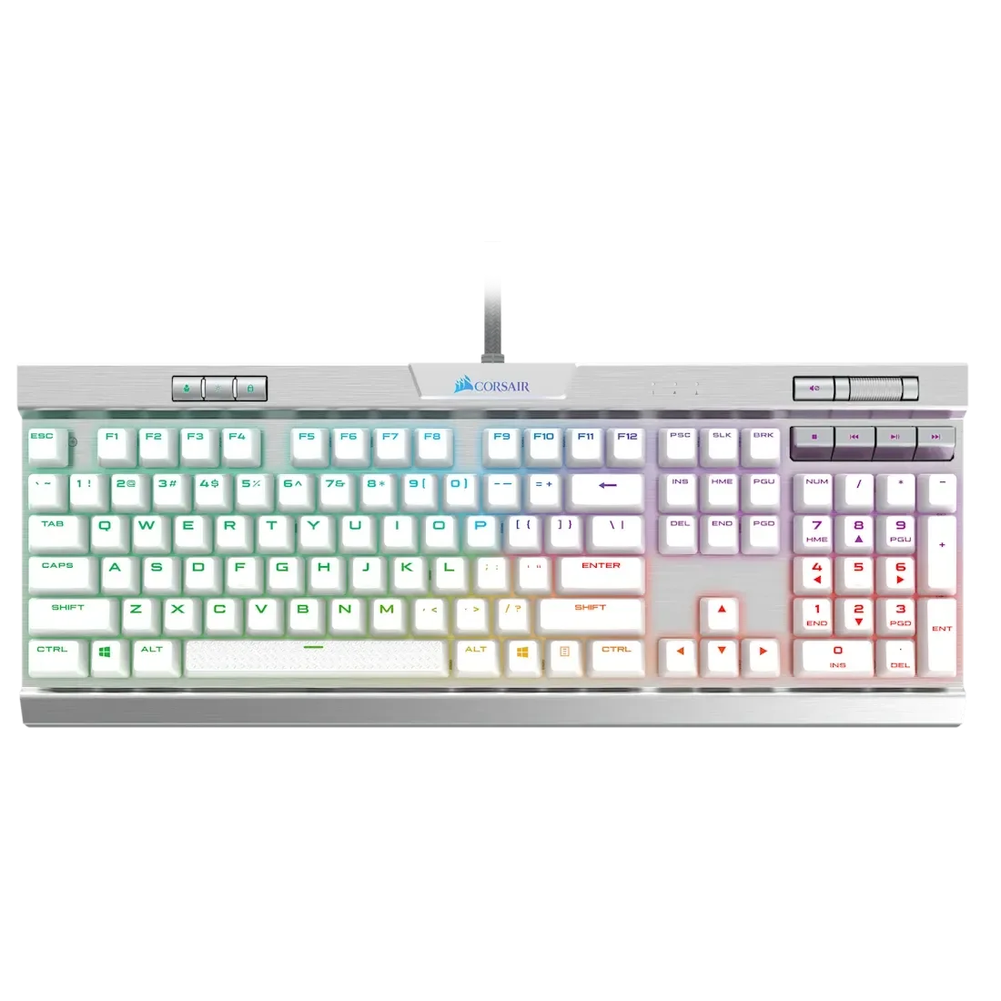 Corsair pc gear Corsair K70 MK.2 SE (White with RGB) Cherry MX Speed Mechanical & Gaming Keyboard front view