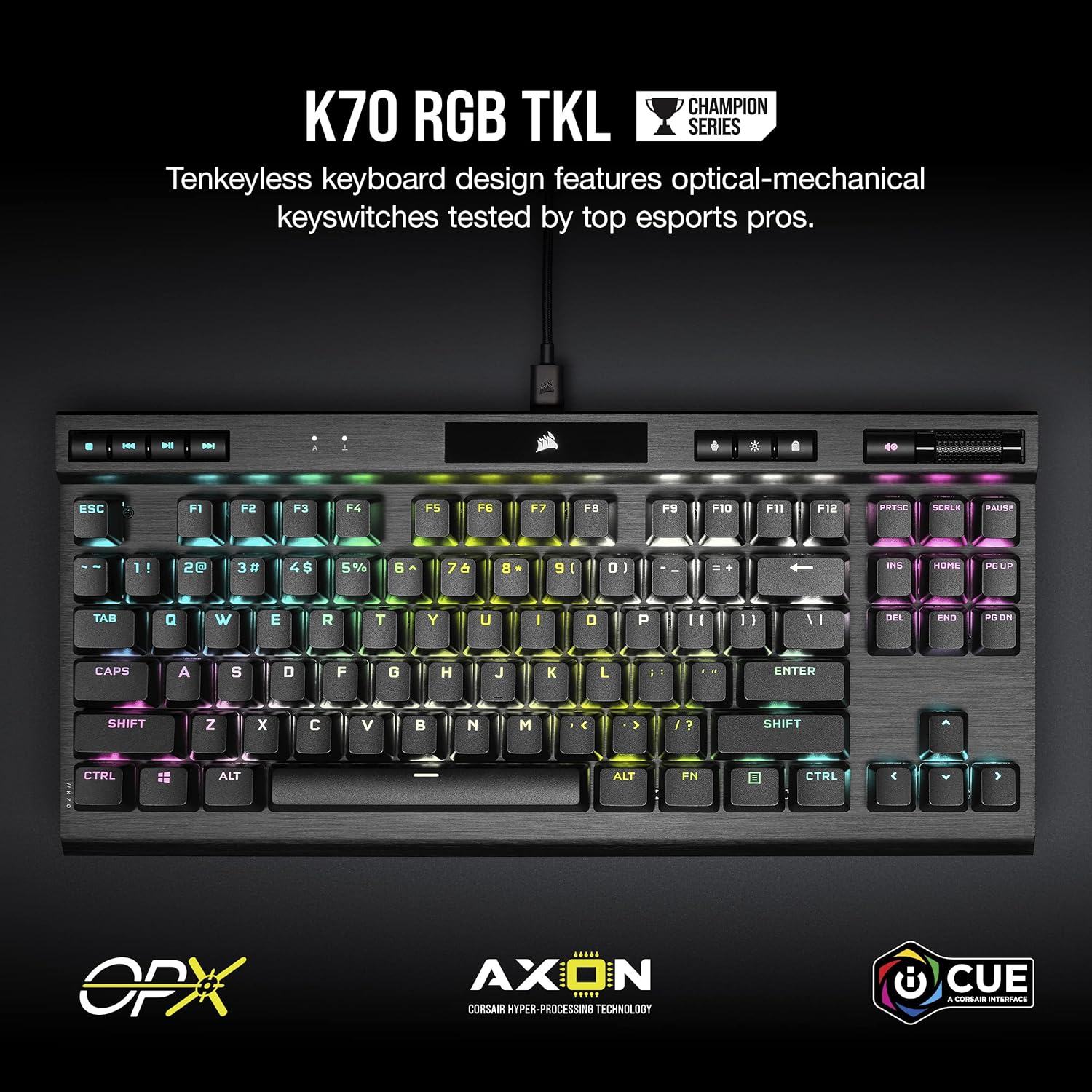 Corsair K70 (Black with RGB) TKL Champion Series (Cherry MX Speed) Mechanical & Gaming Keyboard price in Pakistan product image