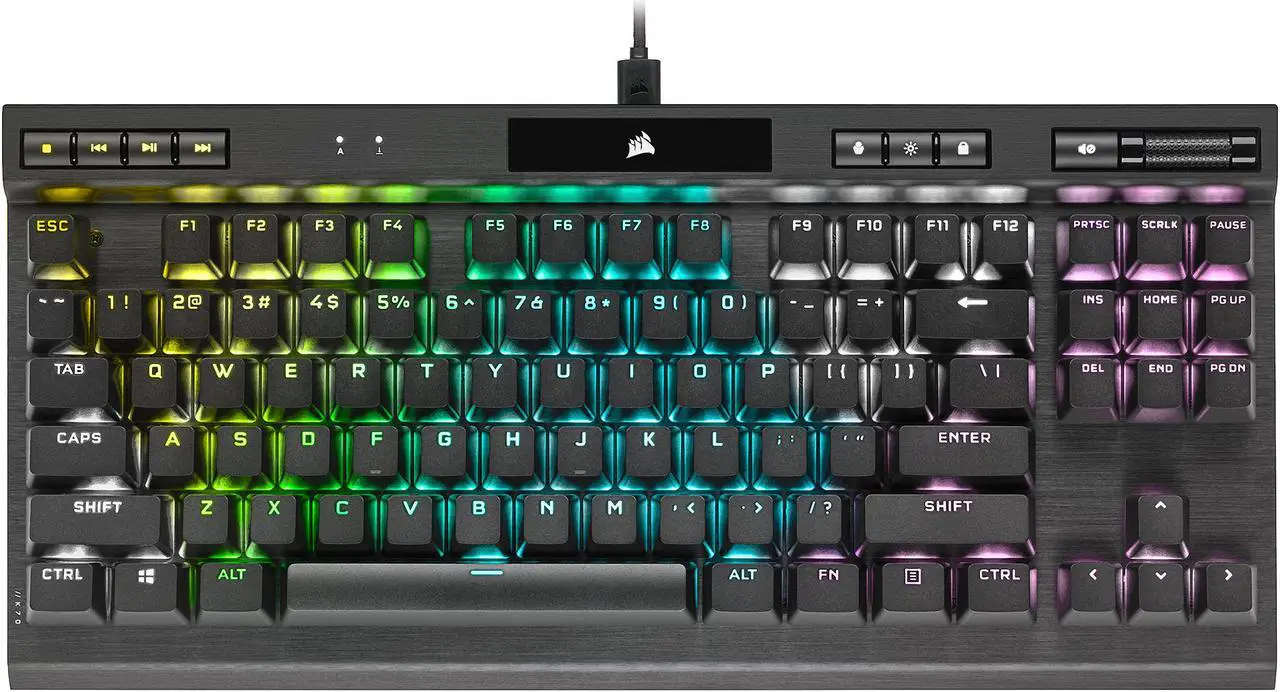 Corsair pc gear Corsair K70 (Black with RGB) TKL Champion Series (Cherry MX Speed) Mechanical & Gaming Keyboard front view