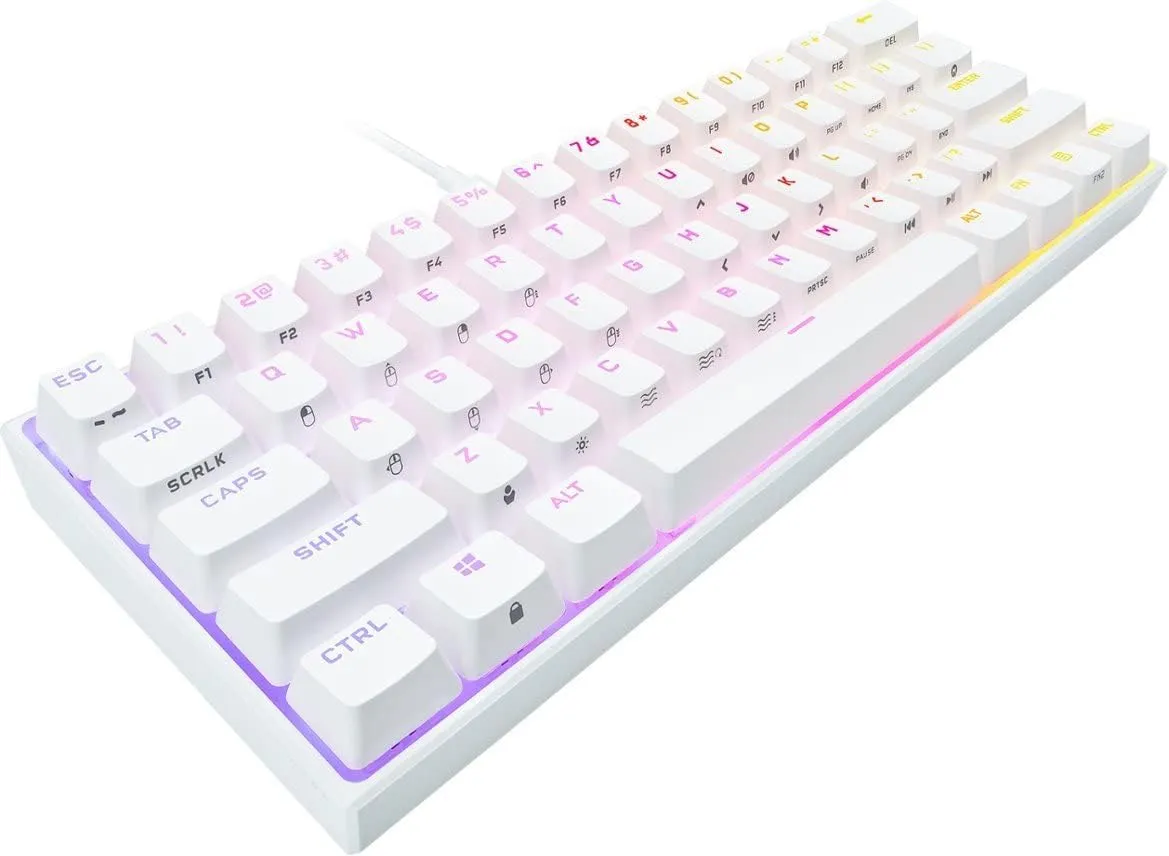 Corsair pc gear Corsair K65 RGB Mini (White) 60% Mechanical Keyboard (Without Box) front view