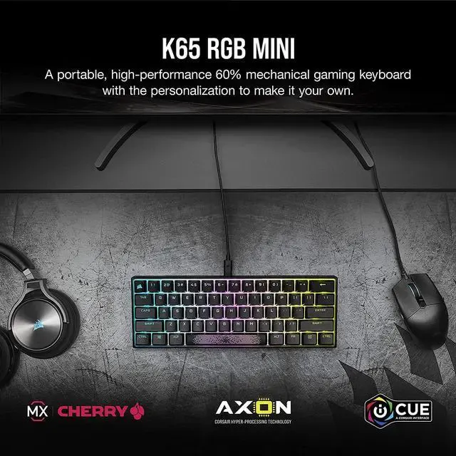 Corsair K65 RGB Mini (Black) 60% Mechanical Keyboard (Without Box) price in Pakistan product image