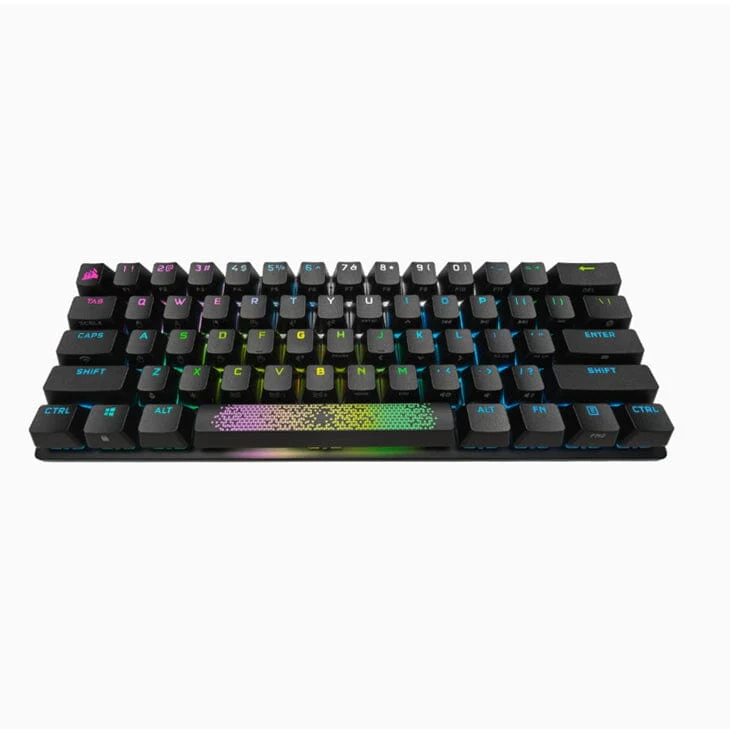 Corsair pc gear Corsair K70 Pro Mini (Black with RGB) 60% Wireless Gaming & Mechanical Keyboard front view