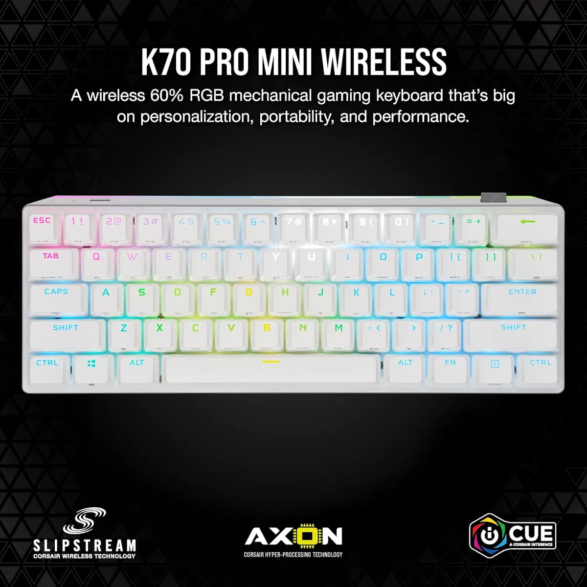 Corsair K70 Pro Mini (White with RGB) 60% Wireless Gaming & Mechanical Keyboard price in Pakistan product image