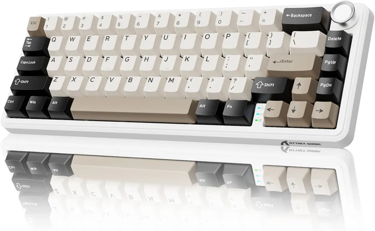 Attack Shark pc gear Attack Shark X66 (White Cheese with RGB) Wireless Gasket Mechanical Keyboard front view