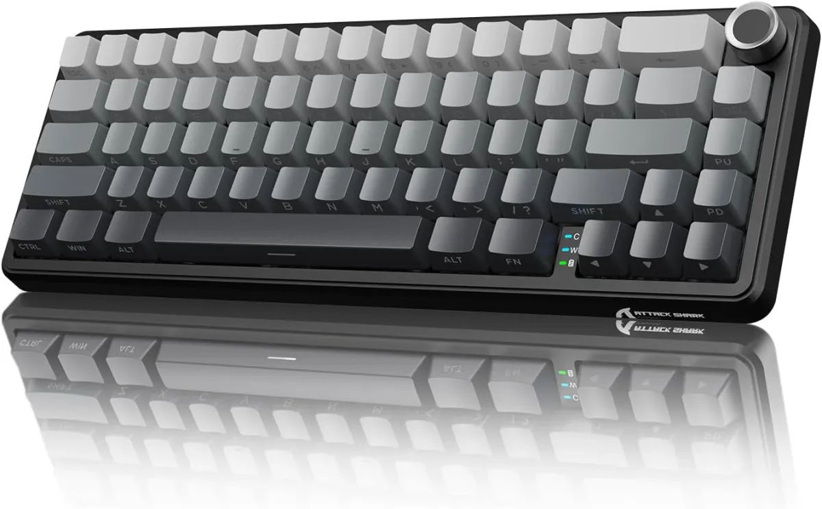 Attack Shark pc gear Attack Shark X66 (Moonlight/Gradient Black with RGB) Wireless Gasket Mechanical Keyboard front view