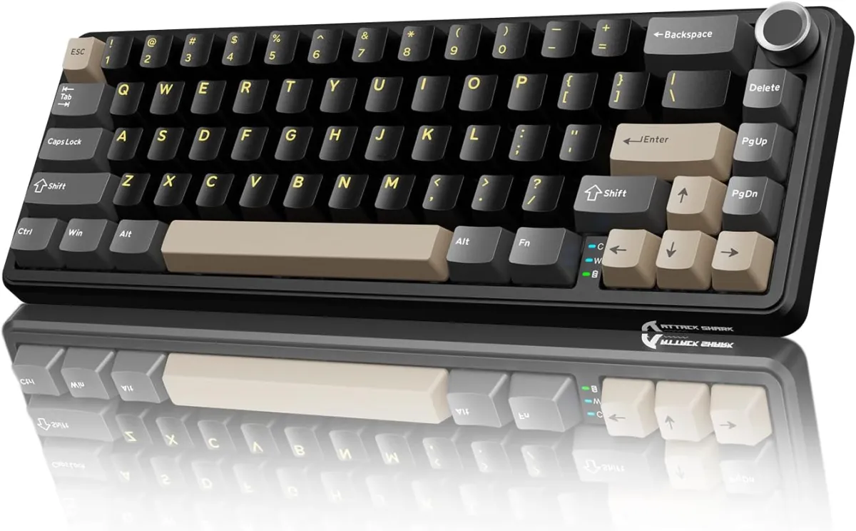 Attack Shark pc gear Attack Shark X66 (Star Black / Starry Black with RGB) Wireless Gasket Mechanical Keyboard front view
