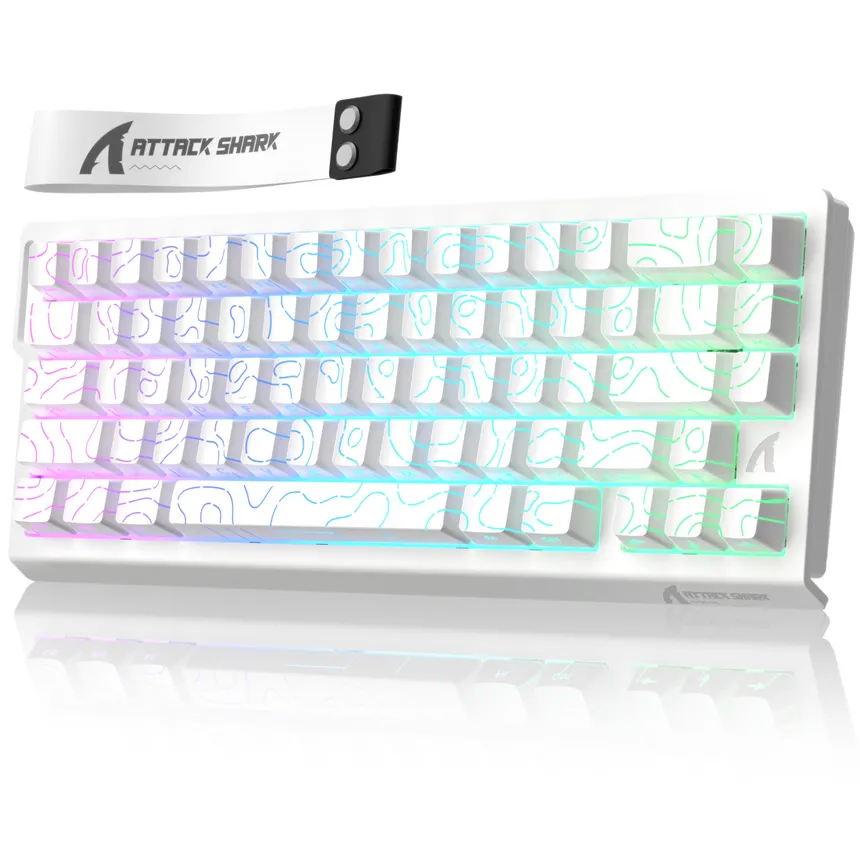 Attack Shark pc gear Attack Shark X68 HE (White Contour (Pattern Shine Through Keycaps)) Magnetic Wired Gaming Keyboard front view
