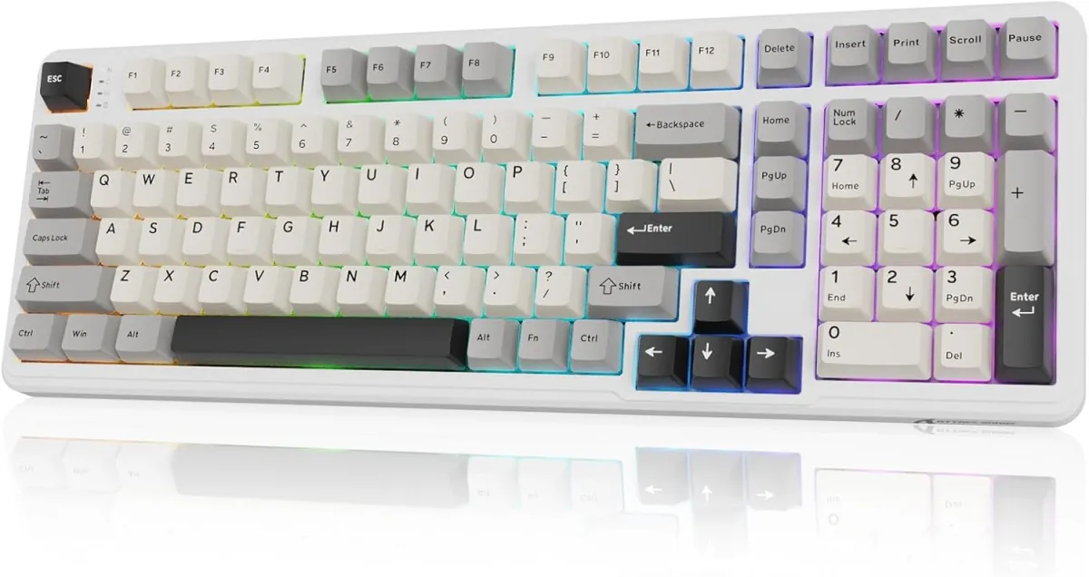 Attack Shark pc gear Attack Shark X98 (White / Starlight White) Wireless Gasket Mechanical Keyboard front view