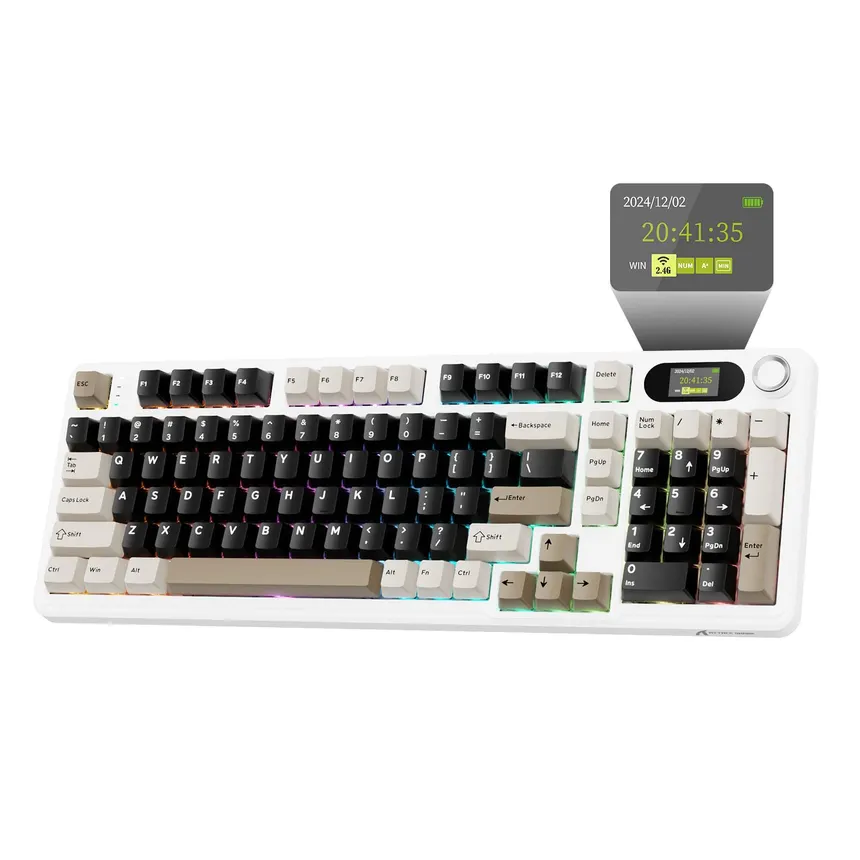 Attack Shark pc gear Attack Shark X98 Pro (Cheese White / Creamy White) Wireless Gaming Keyboard front view
