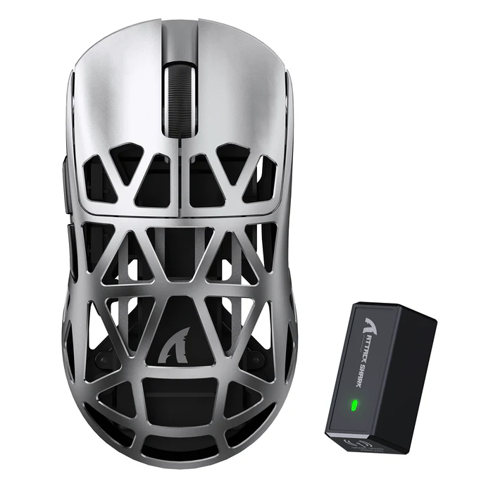 Attack Shark pc gear Attack Shark R2 (Grey) PAW3950 MAX Sensor with Superlight Magnesium Alloy Wireless Gaming Mouse front view