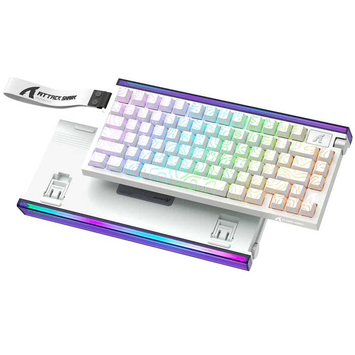 Attack Shark pc gear Attack Shark R85 HE (White Contour with RGB) 75% Hall Effect Rapid Trigger Keyboard front view