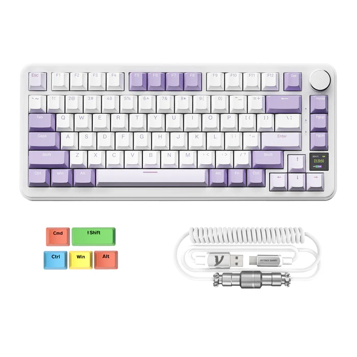 Buy Attack Shark X85 Pro (White Lavender) 75% Wireless Mechanical & Gaming Keyboard online in Pakistan at WaddaGamer