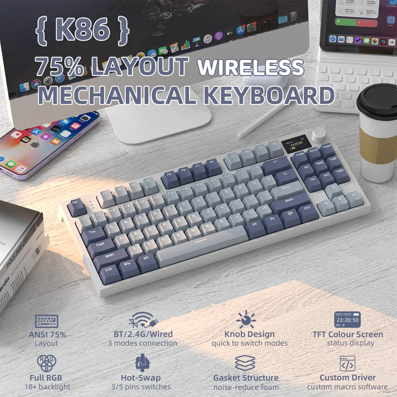 Attack Shark K86 (Lavender) Wireless Mechanical Keyboard price in Pakistan product image