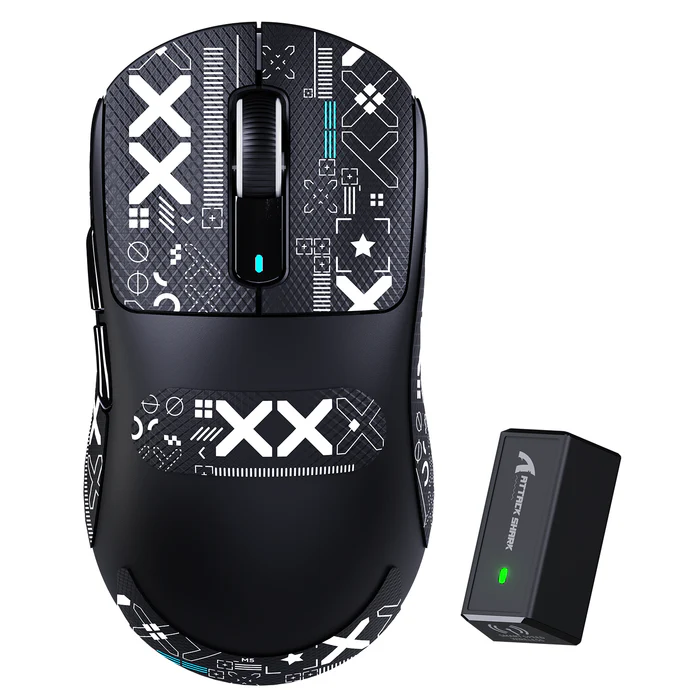 Attack Shark pc gear Attack Shark X3 Pro 4K/8K (Black with Grip Sticker) Wireless Gaming Mouse front view