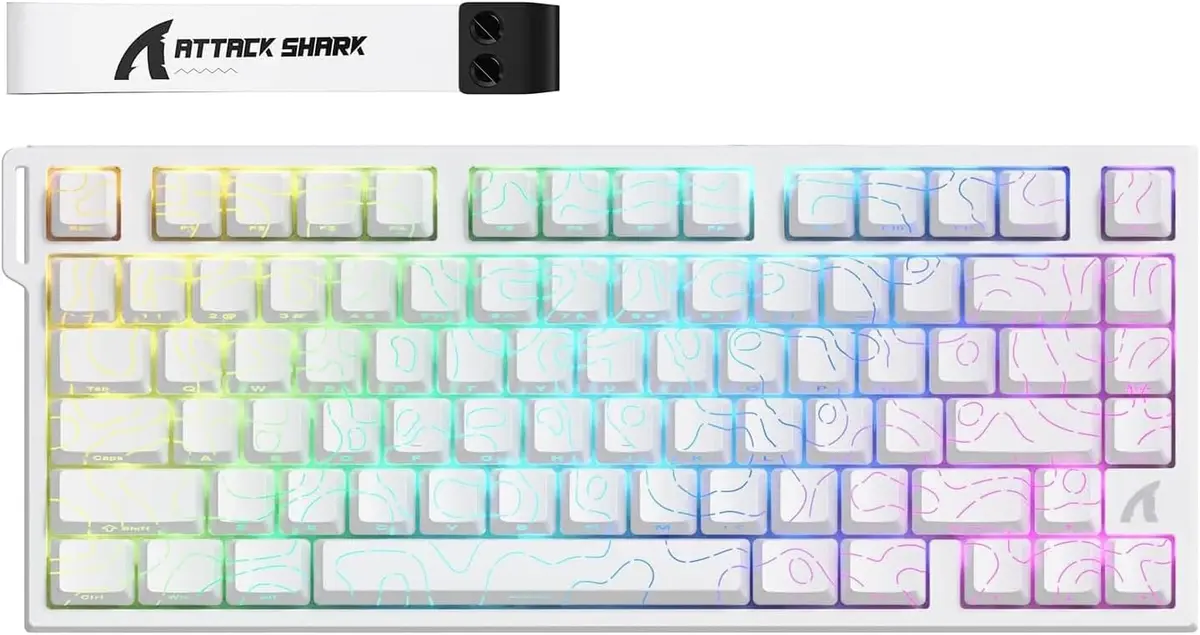 Attack Shark pc gear Attack Shark R82 HE (White Contour) Rapid Trigger Wired Mechanical & Gaming Keyboard front view