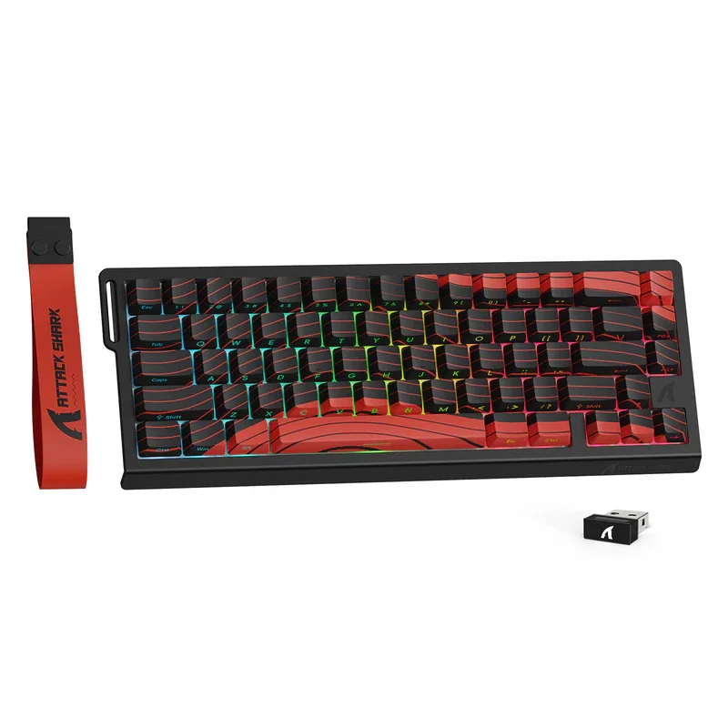 Attack Shark pc gear Attack Shark X68 Pro HE (Black & Red Contour) Wireless Rapid Trigger Gaming Keyboard front view