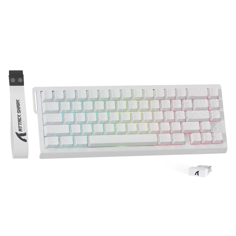 Attack Shark pc gear Attack Shark X68 Pro HE (White Contour) Wireless Rapid Trigger Gaming Keyboard front view