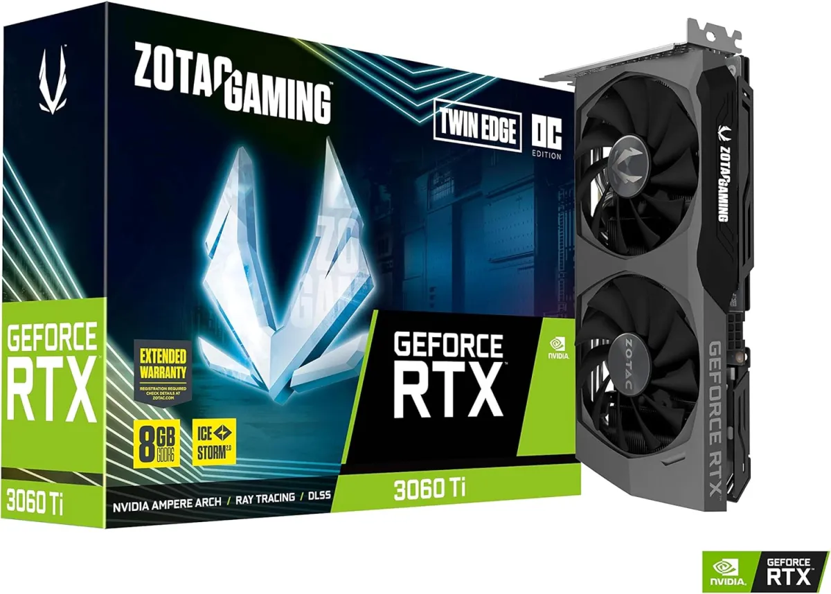 GeForce RTX™ 3060 Ti AMP GDDR6 Twin Edge (Black Edition) Zotac Gaming Graphic Card price in Pakistan product image