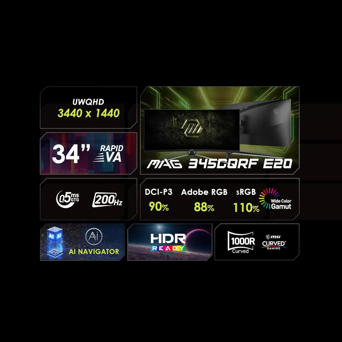MSI MAG 345CQRF E20 is a premium 34-inch Ultra-Wide Curved Gaming Monitor price in Pakistan product image