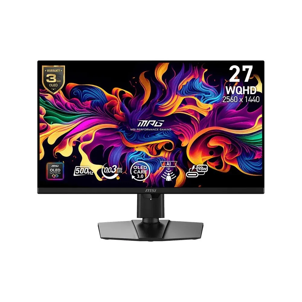 MSI screens MSI MPG 271QR QD-OLED X50 27" (WQHD) 500Hz Widescreen Gaming Monitor front view