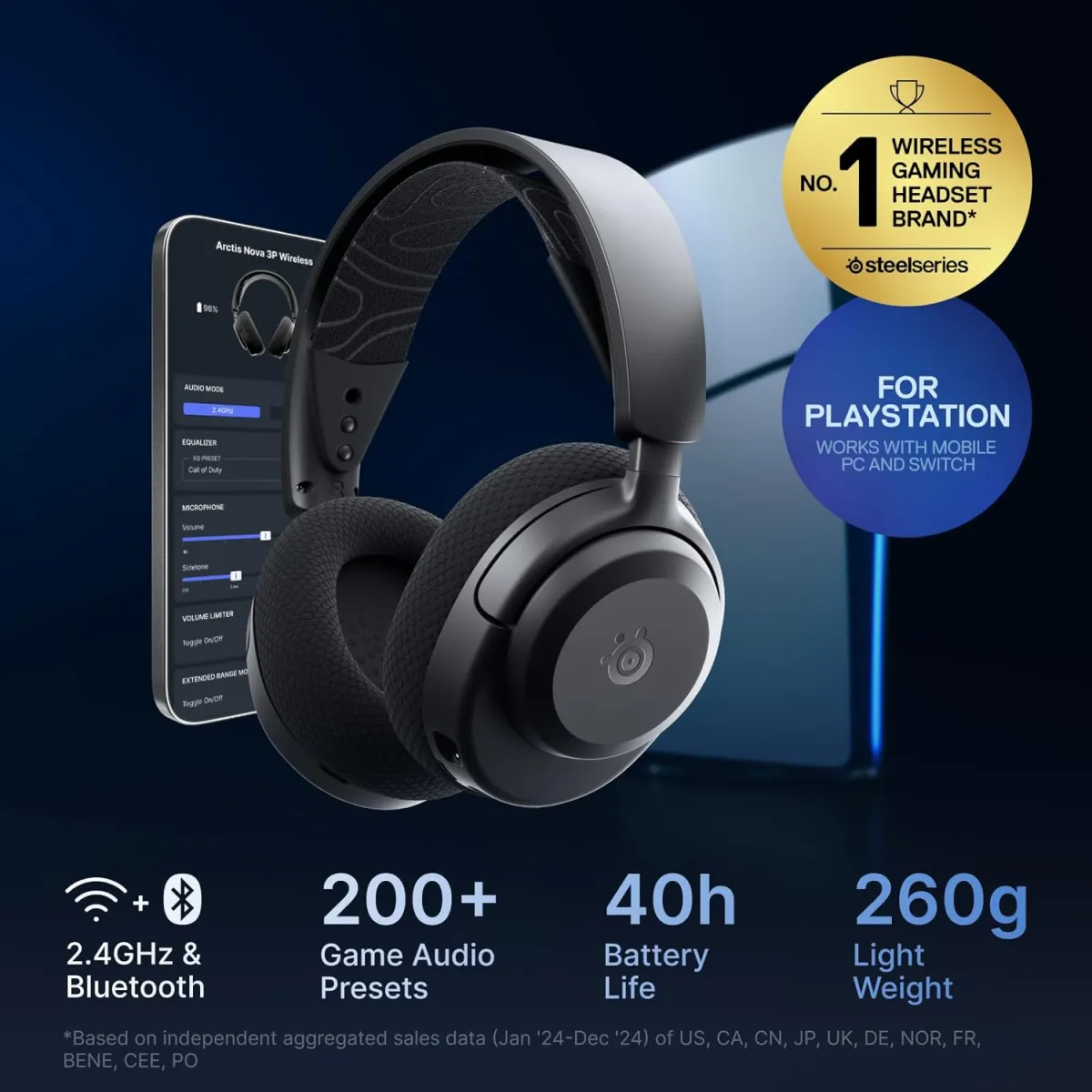 SteelSeries Arctis Nova 3P (Black) Multi-Platform Wireless Gaming Headphone price in Pakistan product image