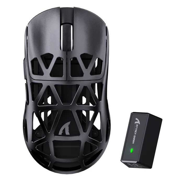 Attack Shark pc gear Attack Shark R2 (Black) PAW3950 MAX Sensor with Superlight Magnesium Alloy Wireless Gaming Mouse front view