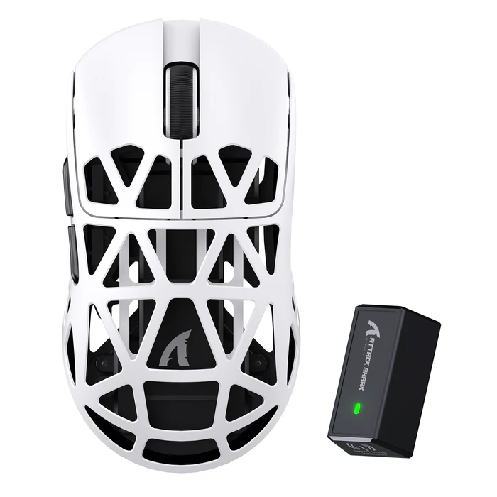 Attack Shark pc gear Attack Shark R2 (White) PAW3950 MAX Sensor with Superlight Magnesium Alloy Wireless Gaming Mouse front view