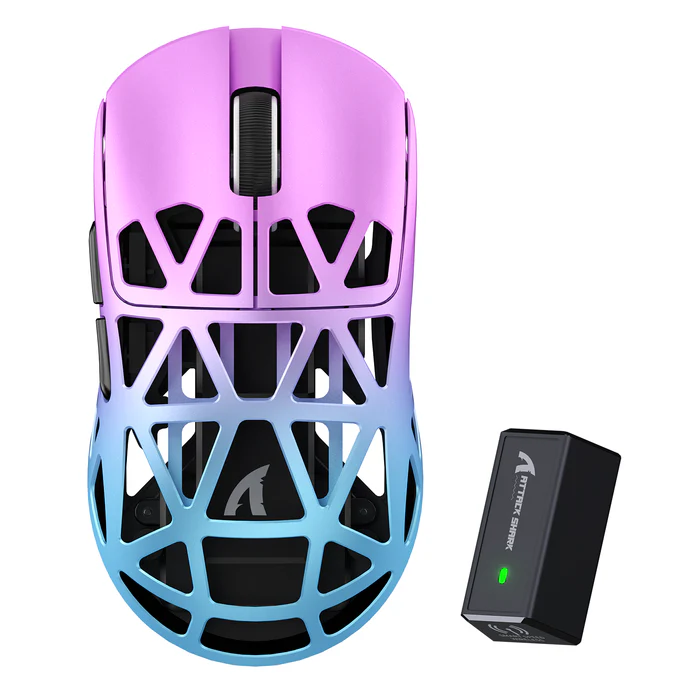 Attack Shark pc gear Attack Shark R2 (Purple Blue) PAW3950 MAX Sensor with Superlight Magnesium Alloy Wireless Gaming Mouse front view