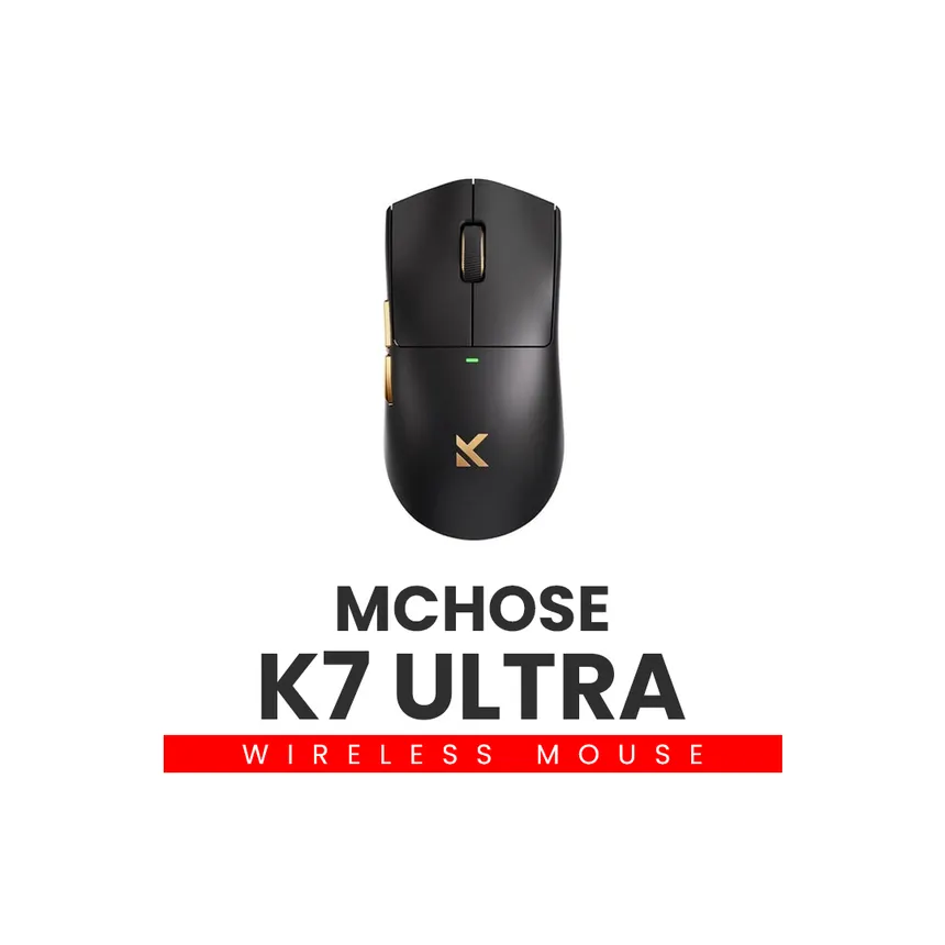 MCHOSE pc gear MCHOSE K7 Ultra (Black) Lightweight with PAW3950 Sensor Wireless Gaming Mouse front view