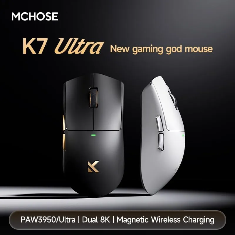 MCHOSE K7 Ultra (Black) Lightweight with PAW3950 Sensor Wireless Gaming Mouse price in Pakistan product image
