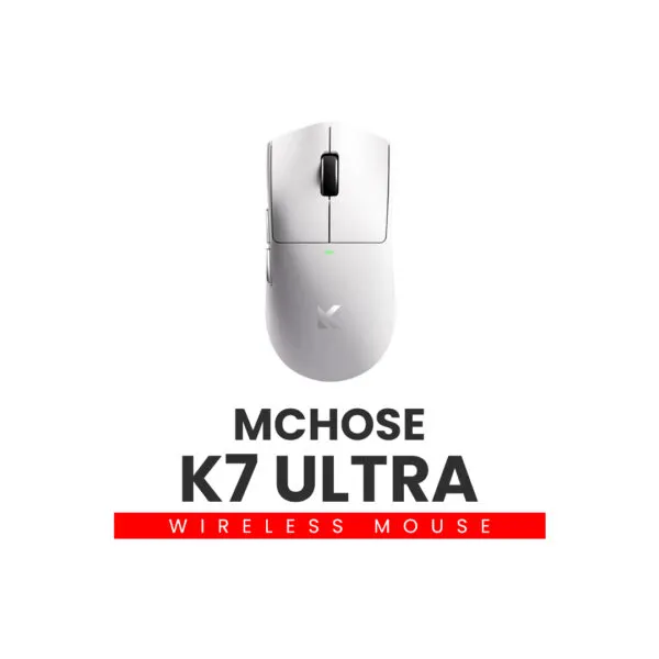MCHOSE pc gear MCHOSE K7 Ultra (White) Lightweight with PAW3950 Sensor Wireless Gaming Mouse front view