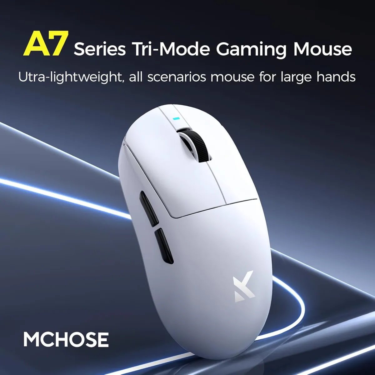 MCHOSE A7 Pro (White) Lightweight with PixArt PAW3950 Sensor Gaming Mouse price in Pakistan product image