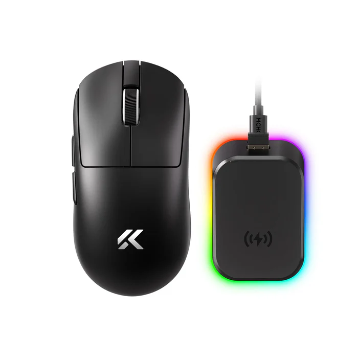 MCHOSE pc gear MCHOSE A7 V2 Ultra+ (Black) Lightweight with PixArt PAW3950 TI Sensor Wireless Gaming Mouse front view