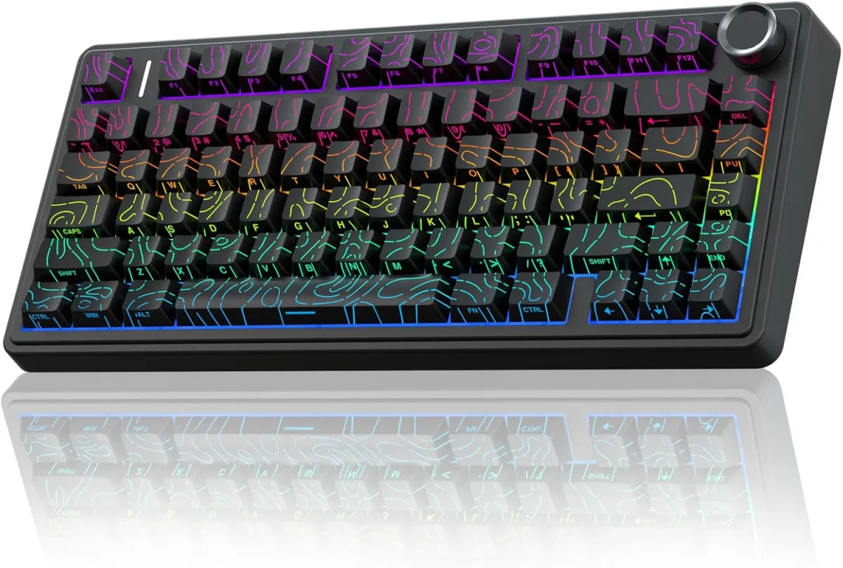 AULA F75 Pro Gasket (Black Contour with Star Vector Switches) 75% Wireless Hot Swappable Gaming Keyboard price in Pakistan product image