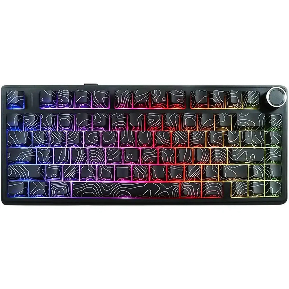 AULA pc gear AULA F75 Pro Gasket (Black Contour with Star Vector Switches) 75% Wireless Hot Swappable Gaming Keyboard front view
